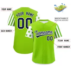 Neon Green White American Flag Raglan Baseball Jersey 14