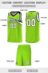 Neon Green White-Black Chest Color Block Basketball Jersey 2