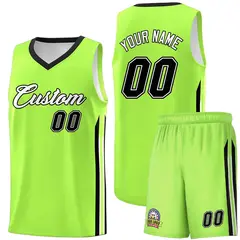 Neon Green White-Black Classic Basketball Jersey Set