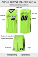 Neon Green White-Black Classic Basketball Jersey Set 2