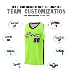 Neon Green White-Black Classic Basketball Jersey Set 4