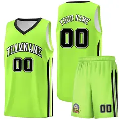 Neon Green White-Black Classic Basketball Jersey Set