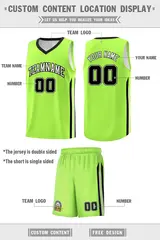 Neon Green White-Black Classic Basketball Jersey Set 2