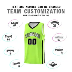 Neon Green White-Black Classic Basketball Jersey Set 4