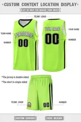Neon Green White-Black Classic Basketball Jersey Set 2