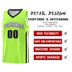 Neon Green White-Black Classic Basketball Jersey Set 5