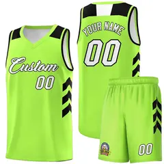 Neon Green White-Black Classic Basketball Jersey Set