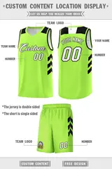 Neon Green White-Black Classic Basketball Jersey Set 2