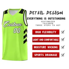 Neon Green White-Black Classic Basketball Jersey Set 5