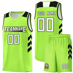 Neon Green White-Black Classic Basketball Jersey Set