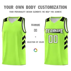 Neon Green White-Black Classic Basketball Jersey Set 3