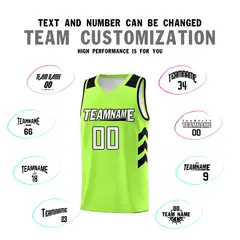 Neon Green White-Black Classic Basketball Jersey Set 4
