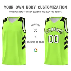 Neon Green White-Black Classic Basketball Jersey Set 3