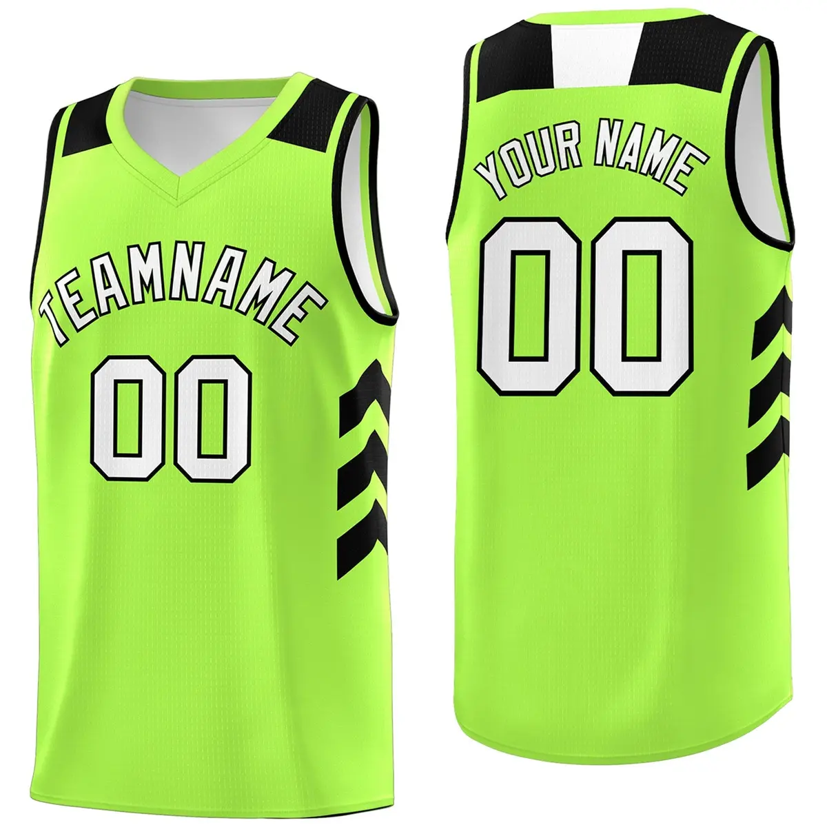 Neon Green White-Black Classic Basketball Jersey
