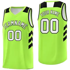 Neon Green White-Black Classic Basketball Jersey