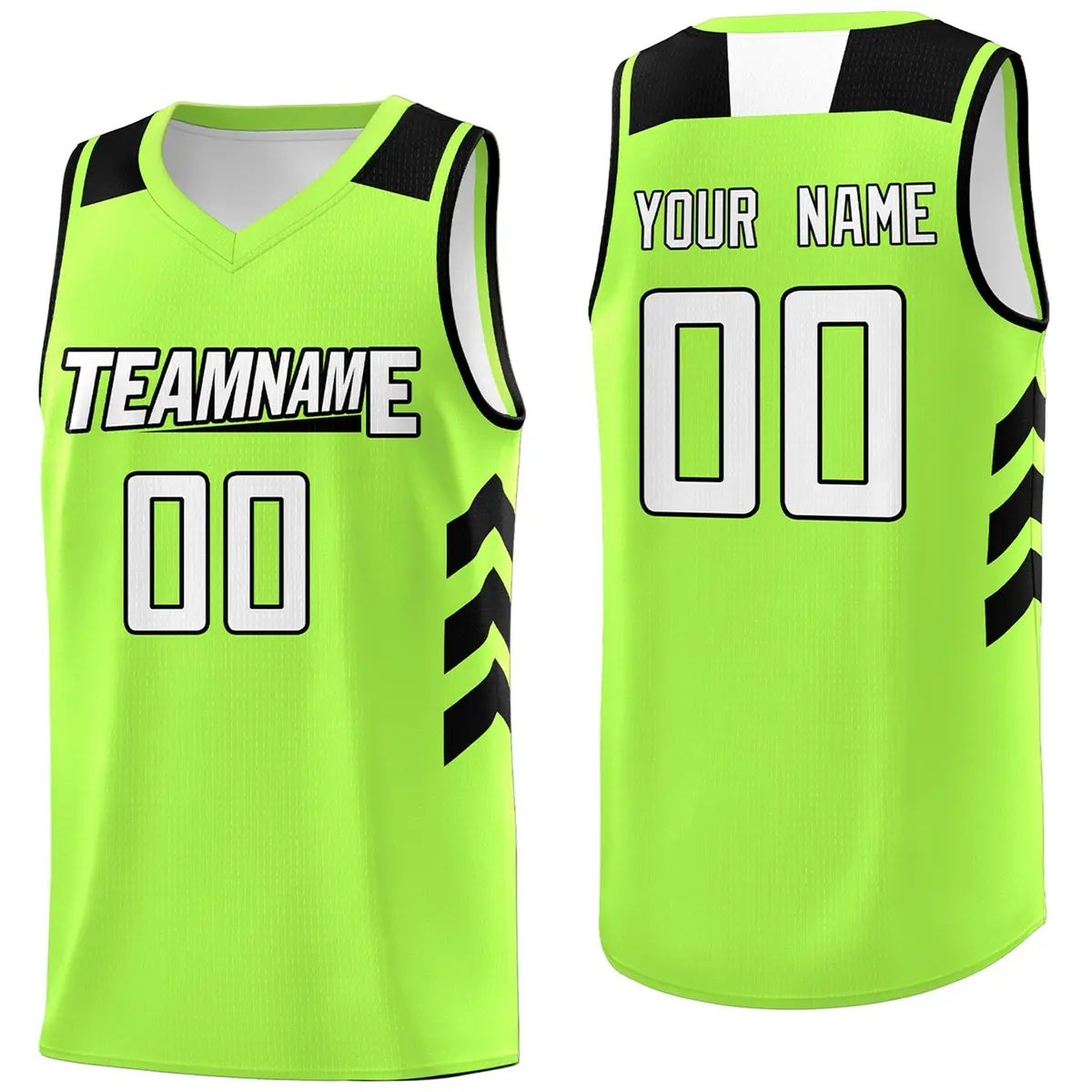 Neon Green White-Black Classic Mesh Sport Basketball Jersey