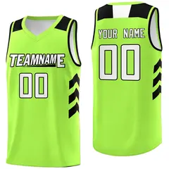Neon Green White-Black Classic Mesh Sport Basketball Jersey