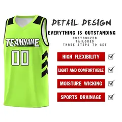 Neon Green White-Black Classic Mesh Sport Basketball Jersey 4