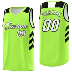 Neon Green White-Black Classic Mesh Sport Basketball Jersey