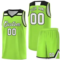 Neon Green White-Black Classic Sports Basketball Jersey 1