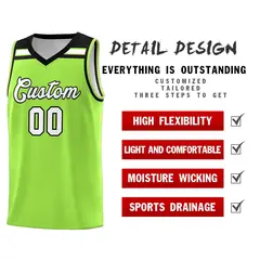 Neon Green White-Black Classic Sports Basketball Jersey 4