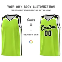 Neon Green White Black Color Charge Basketball Jersey 3