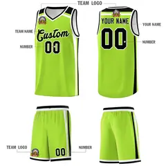 Neon Green White Black Color Charge Basketball Jersey 5