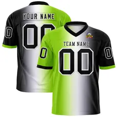 Neon Green White-Black Gradient Fashion Football Jersey