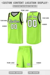Neon Green White-Black Sleeve Color Block Basketball Jersey 2