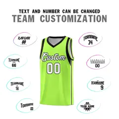 Neon Green White-Black Sleeve Color Block Basketball Jersey 4
