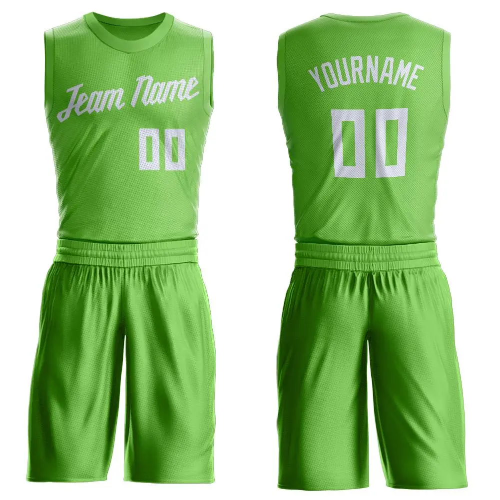 Neon Green White Classic Basketball Jersey Set