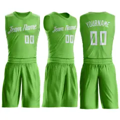 Neon Green White Classic Basketball Jersey Set 2