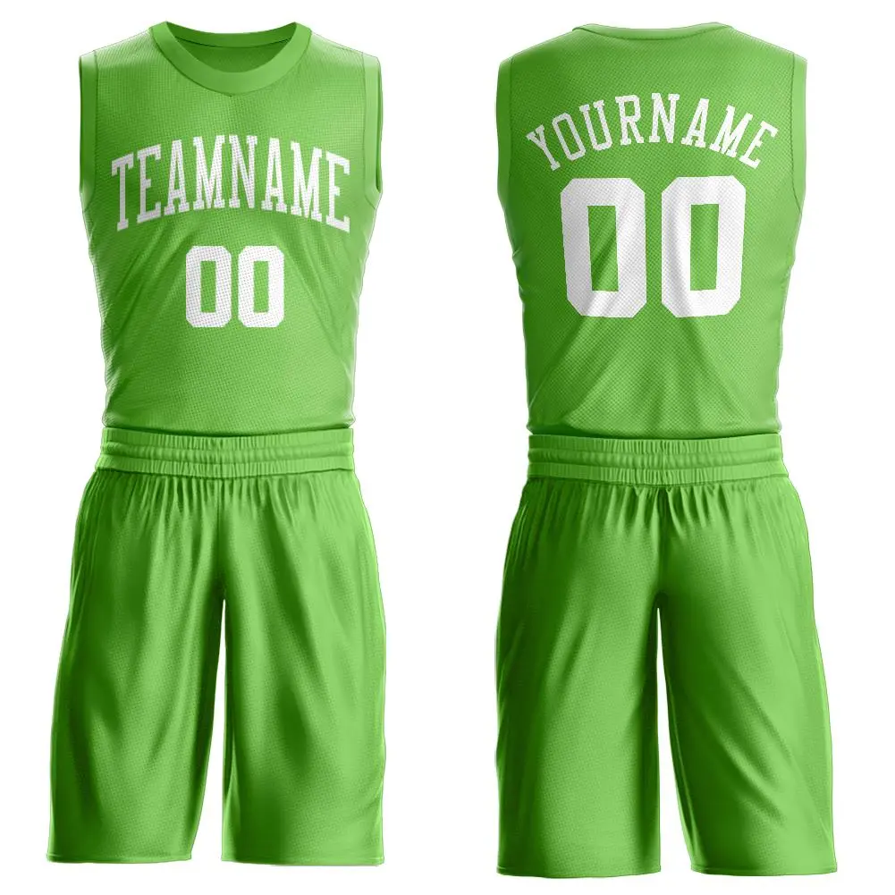 Neon Green White Classic Basketball Jersey Set