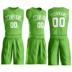 Neon Green White Classic Basketball Jersey Set 2