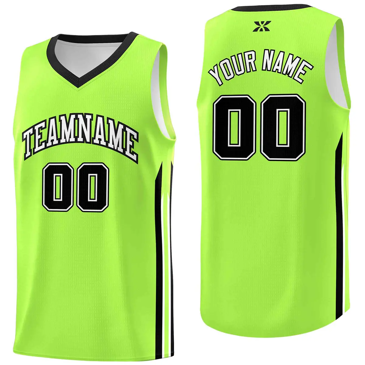 Neon Green White Classic Tops Mesh Bull Basketball Jersey