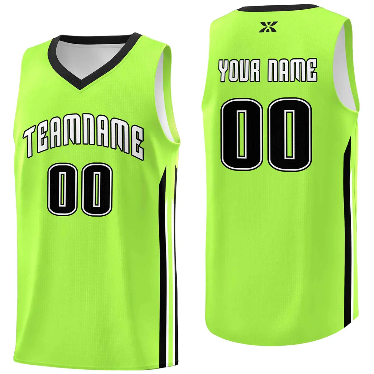 Neon Green White Classic Tops Mesh Sport Basketball Jersey