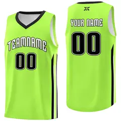 Neon Green White Classic Tops Mesh Sport Basketball Jersey