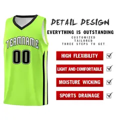 Neon Green White Classic Tops Mesh Sport Basketball Jersey 4