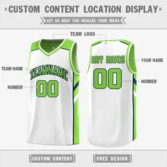 Neon Green White Double Side Basketball Jersey 3