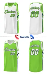 Neon Green White Double Side Men Basketball Jersey 3