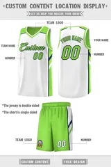 Neon Green White Double Side Men Basketball Jersey 4