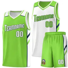 Neon Green White Double Side Men Basketball Jersey