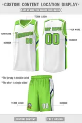 Neon Green White Double Side Men Basketball Jersey 2
