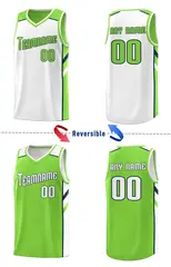 Neon Green White Double Side Men Basketball Jersey 3