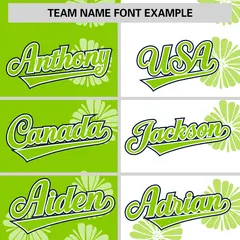 Neon Green White Flower Graffiti Split Baseball Jersey 3