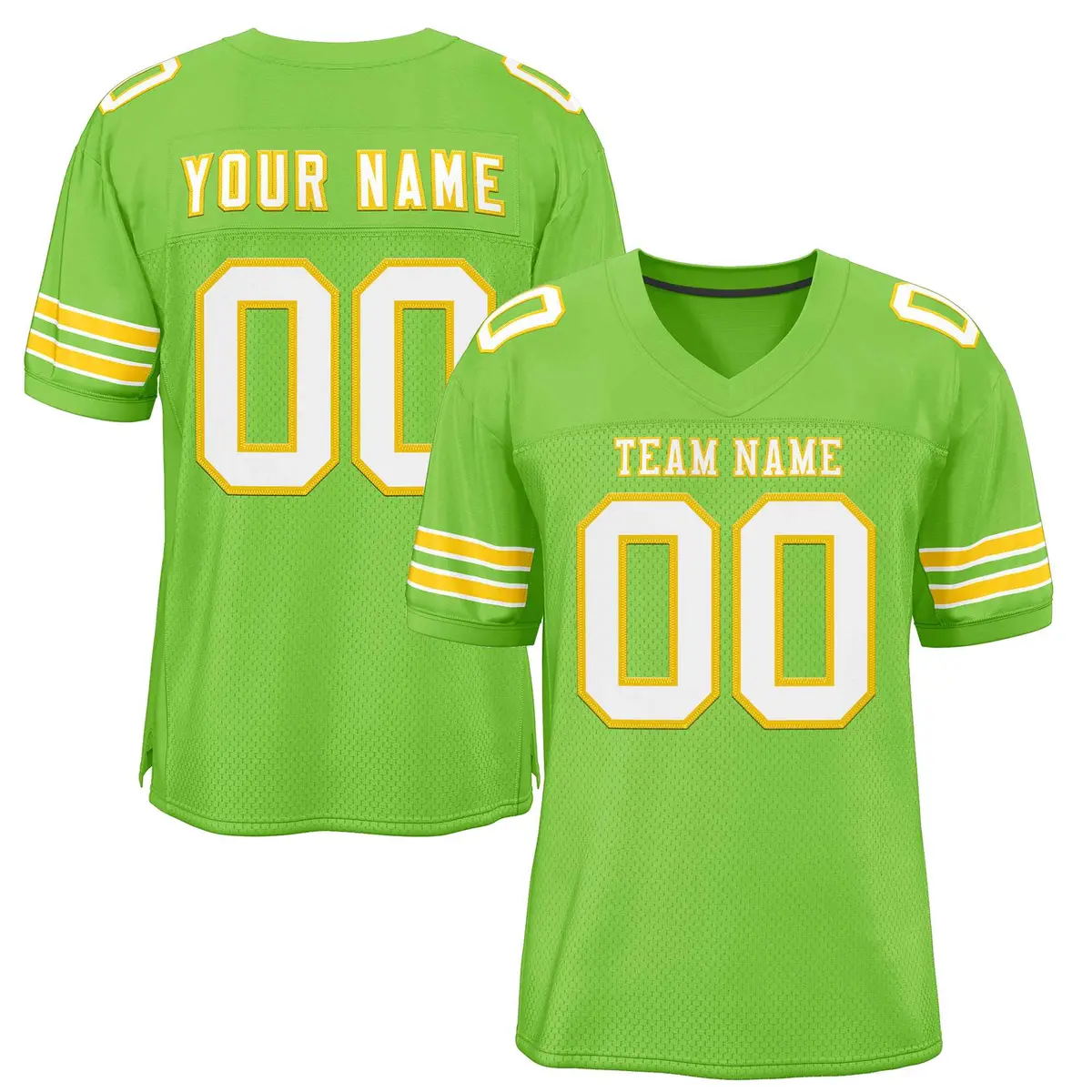 Neon Green White-Gold Classic Authentic Football Jersey