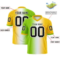 Neon Green White-Gold Gradient Football Jersey 2