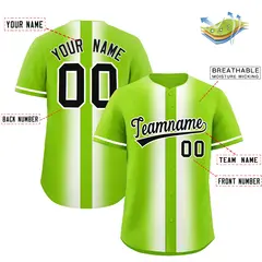 Neon Green White Gradient Lapel Fashion Baseball Jersey 2