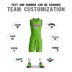 Neon Green White Graffiti Pattern Mesh Basketball Jersey Sets 4