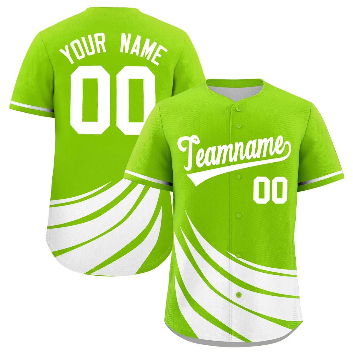 Neon Green White Graffiti Wind Mark Baseball Jersey